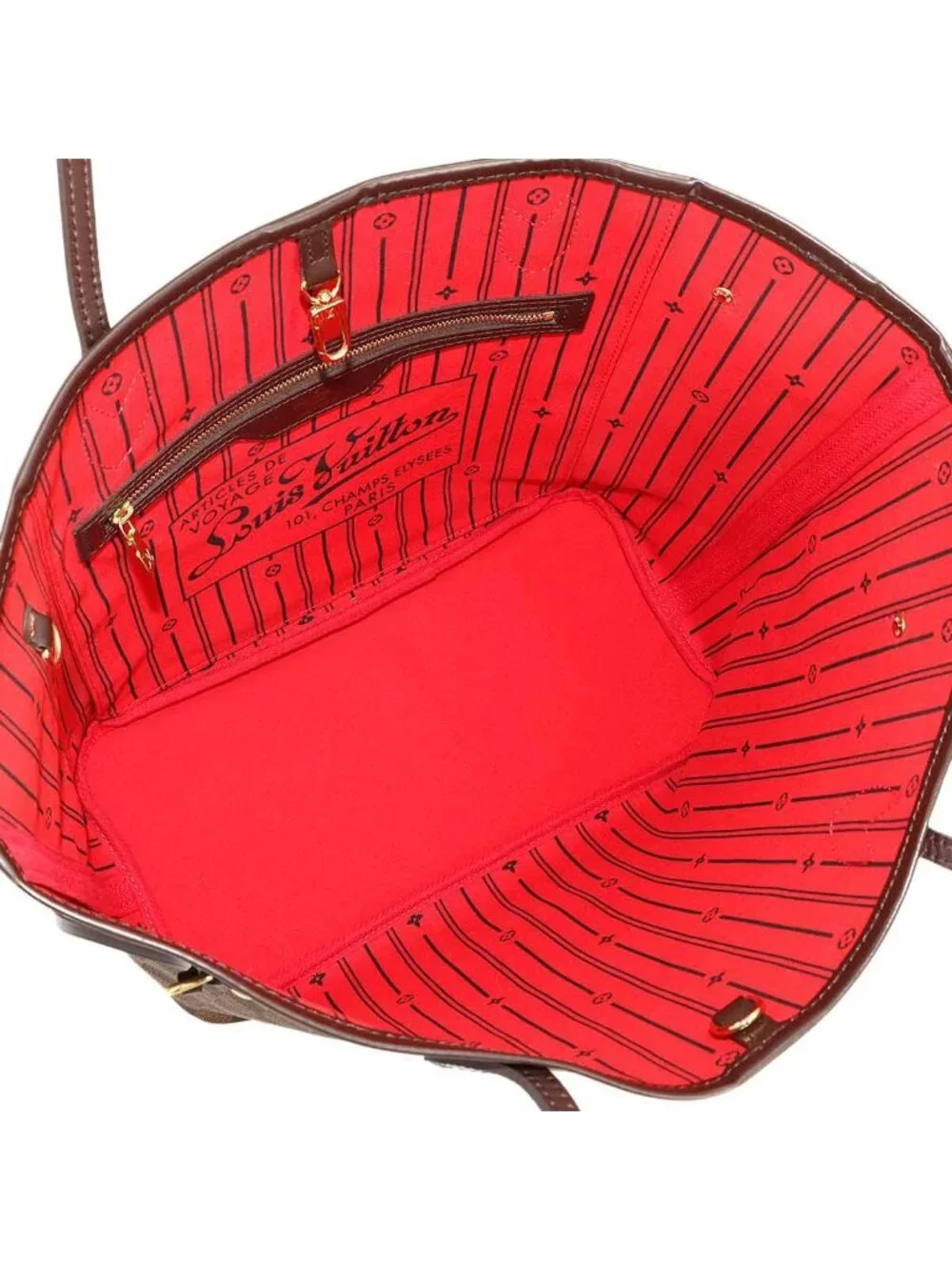 Louis Vuitton Damier Neverfull MM Tote Ebene Cerise Brown